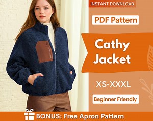 Jacket Sewing Pattern for Women, Women Sewing Pattern, Teddy Jacket, Zip up Jacket, Beginner Sewing Pattern, Sewing Pattern Jacket Coat - Etsy