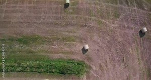 17. Aerial footage flying over Cornish fields and hay bales in Cornwall