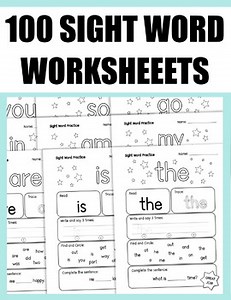 First 100 Most Common Sight Words Activity Worksheets