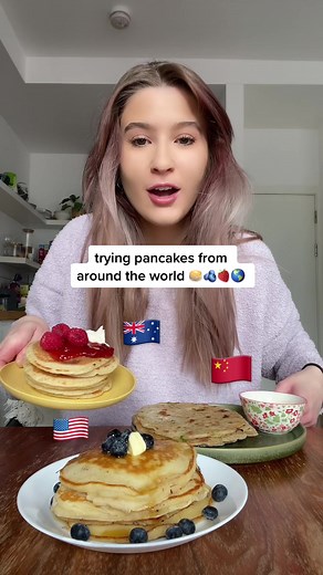 trying pancakes from different countries🥞 omg #pancakes #american #chinese #australia #food #viralfood #americanpancakes #aroundtheworld #worldfoodday #food #tiktokfood #ViralFood #FoodIdeas #ComeEatWithMe #foodtok #pikelets #scallionpancake