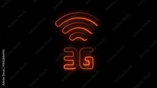 Neon 3 G Wi Fi Signal on Black Background with Orange Glow Wireless Network Symbol wifi