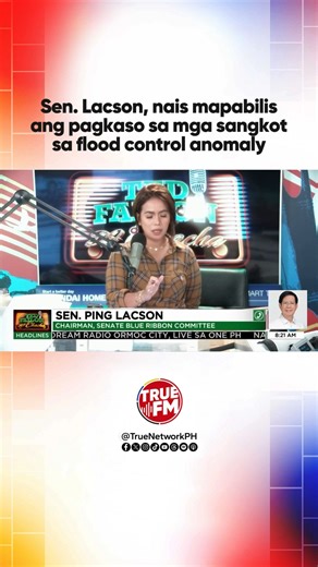 Dapat nang madaliin ang ginagawang imbestigasyon ukol sa kickbacks sa maanomalyang flood control projects, pagdidiin ni Senate Blue Ribbon Committee Chairman Sen. Ping Lacson. “Tumulong na rin kami para mapabilis lang ‘yung pagpa-file ng kaso doon sa mga kaso na dapat file-an,” ayon kay Lacson. Pakinggan ang full interview sa True FM Facebook page and News5 YouTube channel. #TedFailonAndDJChacha #DitoTayoSaTotoo #SaTrue #TrueFM #TrueTV | 105.9 True FM