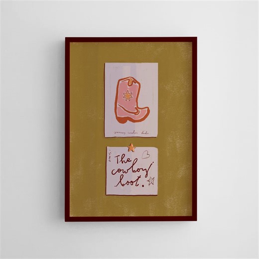 The Cowboy Boot 2 Art Print | Handmade Western Illustration | Contemporary Wall Art Illustration | Graphic Cowboy Boot Digital Download - Etsy