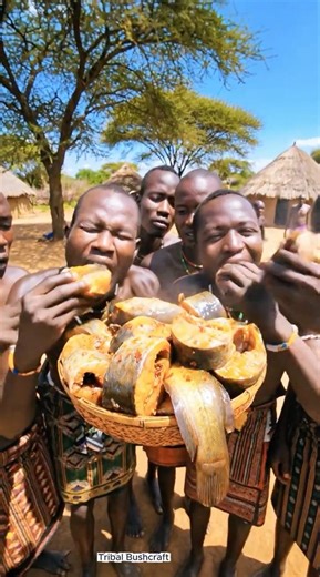 Giant Fish Tribal Feast Begins 🐟🔥#tribalfeast #triballife #shorts