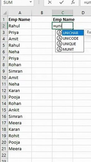 Remove Duplicates Instantly with UNIQUE Formula in Excel #excel #exceltips #exceltutorial #shorts