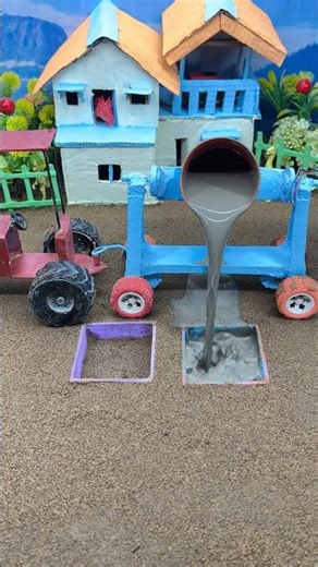 🔥Real Working Mini Tractor MakingCement Pillar | Amazing DIY ConstructionMachine 🚜#short