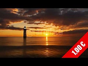 Lighthouse at Golden Sunset — Coastal HD Stock Video