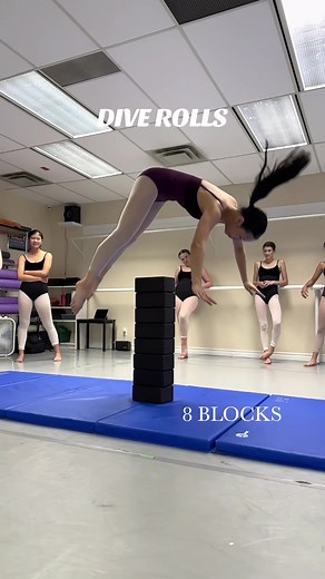 DIVE ROLLS- a fun way to practice getting them really high #acroclass #diverolls #dance #acrotrick