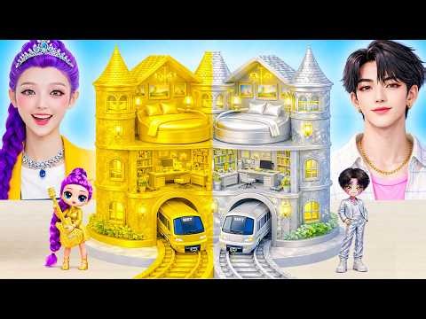 We Build a Secret Room: Kpop Demon Hunters Rumi x Jinu! Golden Vs Silver House | One Color Challenge