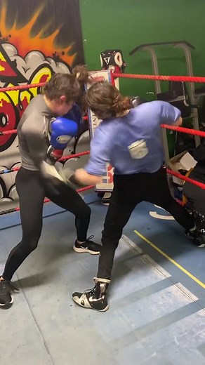 Boxing Sparring Drills with Blue Shirt Champion