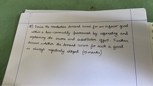 Derive the Marshallian demand curve for an inferior good within... | Filo