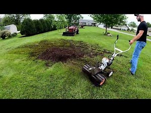 Stihl Power Sweep! Let's clean up my mulch mess in the yard