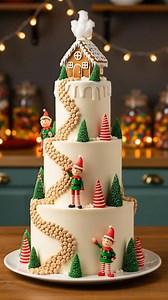 “Elf Trail Gingerbread Cake🎂🏠🎄”—perfect for festive gatherings, winter birthdays, or holiday archive entries. #cake #wedding #birthday #cakedecorating #Christmas | Angel Carrera