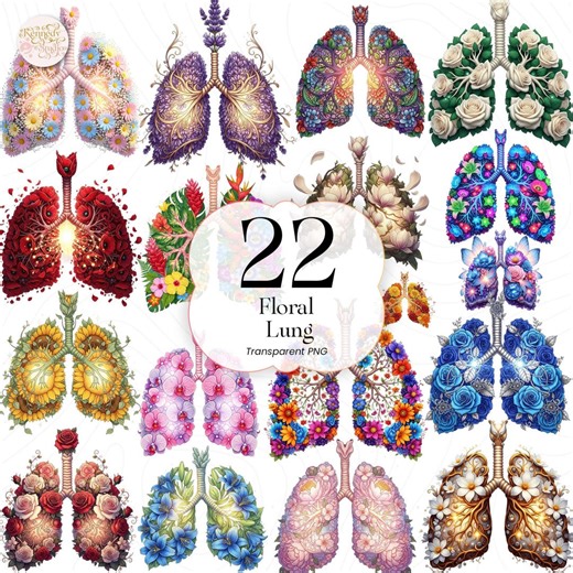 Floral Anatomical Lungs PNG Clipart, Watercolor Botanical Respiratory Art, Medical Gift for Respiratory Therapist, Sublimation Design FL01 - Etsy
