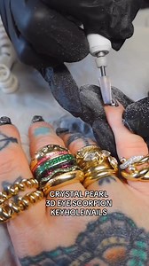 ...CRYSTAL PEARL 3D KEYHOLE CHROME SCORPION SCHIAPARELLI NAILS !! #nails #nailart #naildesigns | Sammijefcoate