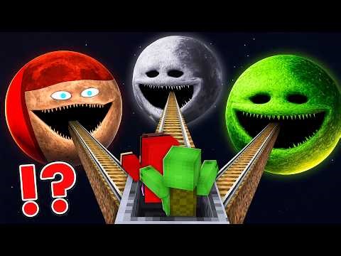 JJ and Mikey TRAVEL inside MOON WAKES UP in Minecraft Challenge - Maizen