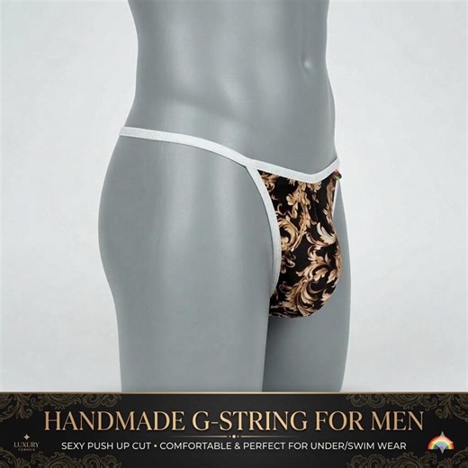 Men’s Gold Baroque G-string – Sexy Men’s Thong – Black and Gold Luxury Underwear – Push up Pouch – Gay Men Lingerie – Handmade Thong - Etsy
