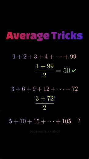 Average Trick for Multiples Series Fast Arithmetic Shortcut Method #average #mathtricks #maths #yt