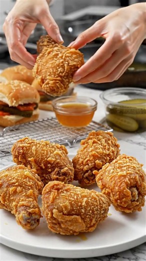 Hot Honey Fried Chicken Sliders ASMR 🍔 #shorts