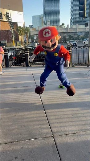 Live action Super Mario jumping over Koopa Shell
