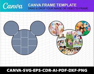 Photo Collage Mickey Mouse Canva Frame Template Storyboard Memorial Poster Photo Collage Design Photo Fill Editable Download Digital File - Etsy