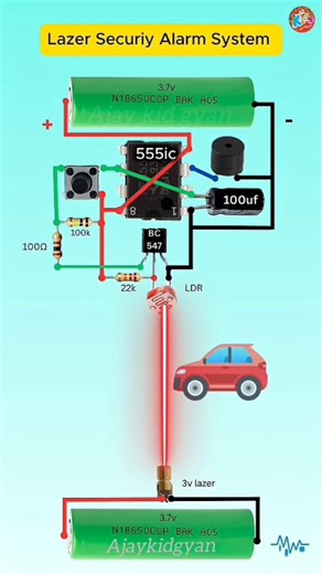 laser Security Alarm Using Timer | DIY Laser alarm system #electronic #shorts #duterte #viral #diy