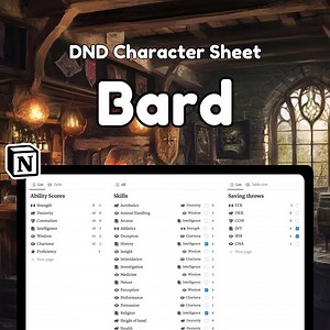 D&D 5e Bard Character Sheet Notion Template (PDF Download) - Etsy UK