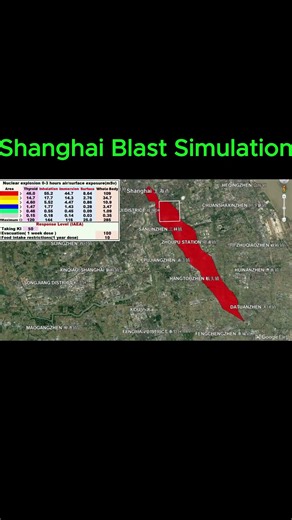 Shanghai, Radiation Risk Ranking is 182 of 121 Cities. 54上海的辐射风险排名在121个城市中位列第182位。 #nuclearbombs