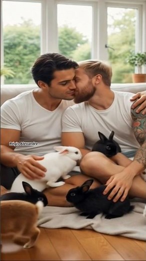 Gay Couple pet rabbits bunny 🐇