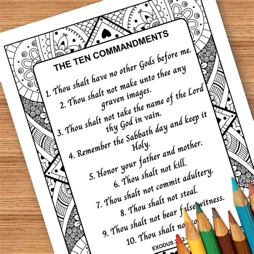 The Ten Commandments Coloring Page: Bible Verse Wall Art (PDF) - Etsy UK
