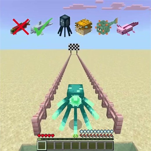 Minecraft Water Mobs vs The Dehydration Track! #MinecraftShorts #MobRace