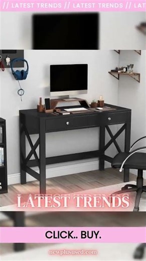 NEW Black Home Office Desk With Drawers And Vanity Table