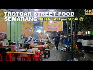 Trotoar Street Food Semarang‼️Rainy walk around Jalan Gajah Mada & Depok Street❗City of Central Java