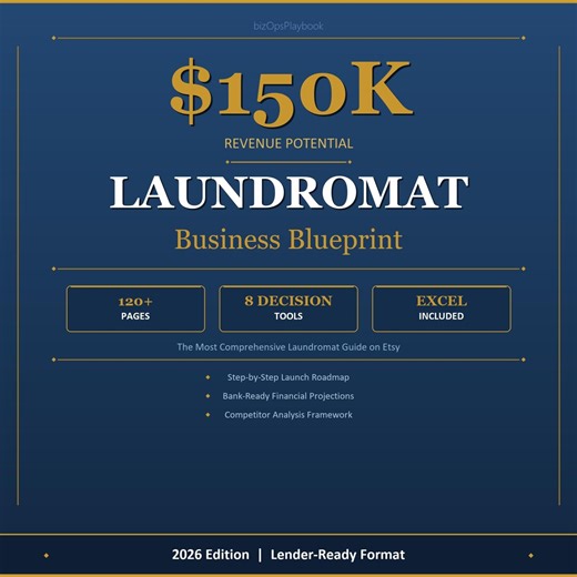 Laundromat Business Plan Blueprint | Startup Financial Template, 8 Tools (2026 Edition) - Etsy