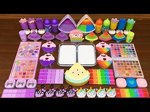 PURPLE vs RAINBOW ! Mixing random into GLOSSY SLIME ! Relaxing Slime Video #220