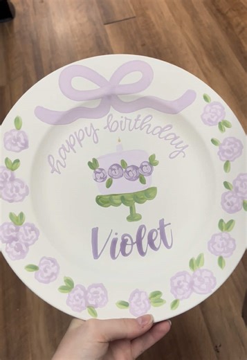 Hand-Painted Rose Birthday Plate for Special Celebrations