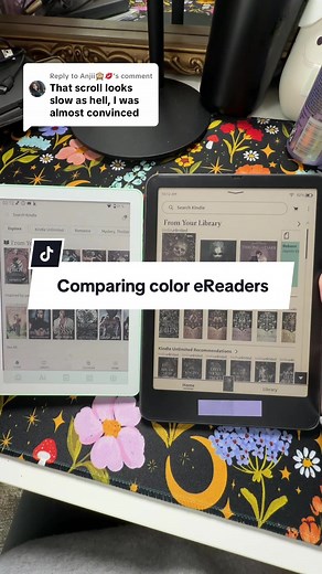 Replying to @Anjii🙈💋 The page turns, the scrolling, the Home Screen feels just as quick as what I’m used to on my other color eReader device. The Bigme B6 has a 6” color e-ink display, 300PPI, Android 14, warm and cool front light, and storage that can hold up to 40,000 books with room to expand. It even includes a free case. Price can change at any time, but it’s on sale right now. #bigmeb6 #colorereader #ereadercomparison