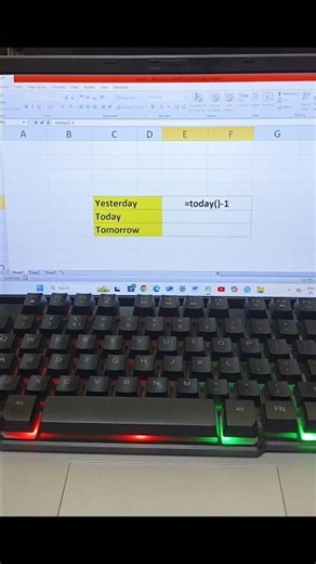 Get Today_Yesterday_Tomorrow Date in Excel With one Formula #exceltips #exceltricks #shorts #tech