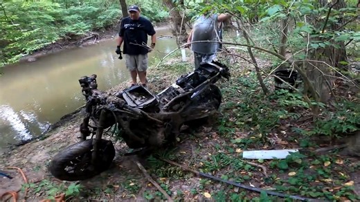 The lake tried to hide a motorcycle. We disagreed.
