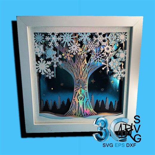 Snowflake Tree 3D Shadow Box - Etsy