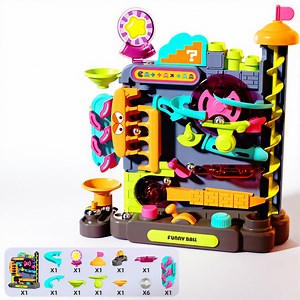 Kids Ball Drop Toys, Car Track Toy Car Ramp with Ball Popper & Run for Toddlers Ages 3 Christmas Birthday Gifts