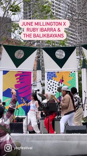1.3K views · 29 reactions | ICONIC. June Millington of the legendary band Fanny surprised Ruby Ibarra & The Balikbayans on stage for Ruby’s Pinay anthem song “US”. Generations of history-making Filipina American musicians on one stage. And we’re blessed to see it here at YBG Festival with CAAMFest and SOMA Pilipinas. Rock on 落 #ybgfestival #caamfest #revivifyfanny #fannyrocks #isangbagsak #islandwomxnrise | Yerba Buena Gardens Festival | Facebook