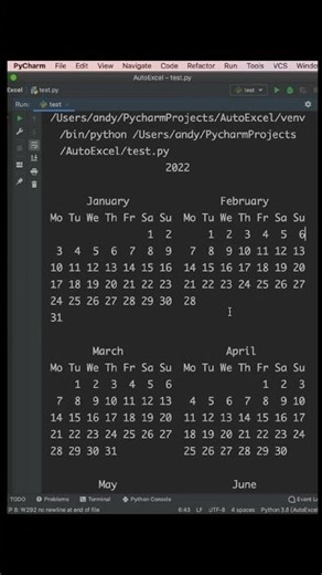 [1分钟学python]听说3行代码就能生成一个2026年日历？不信你也来试试 #python #pythonforbeginners