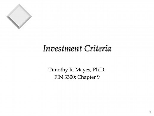 Investment Criteria - SlideServe