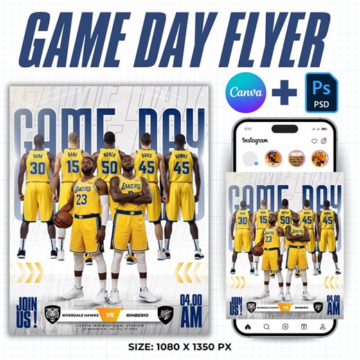 Game Day Flyer Template for Any Sports, Canva and Photoshop Editable, Instant Download - Etsy