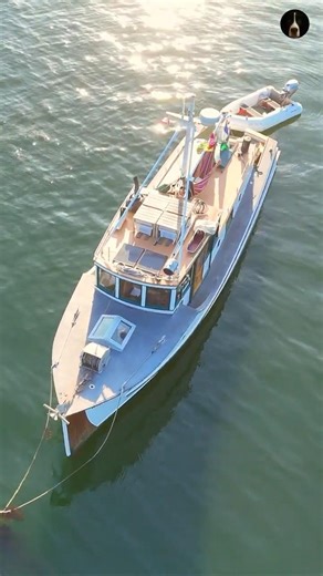 Vintage Wooden Boat 1932 “White Spruce” on Anchor 🛥️ Orcas Island | San Juan Islands Aerial 4K