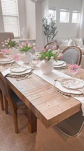 bren | home, holidays & lifestyle | Dallas tx on Instagram: "spring tablescape inspo 🐰💗 Comment “LINKS” and I will send you everything I used directly to your inbox. You can also ‘shop my Instagram‘ at the link in my bio, or grab the link in my stories for the next 24 hours. sharing one of last years spring/easter tablescapes … working on some ideas for this year! stay tuned! 👀 #springtablescape #springflowers #springtimevibes #springdecor #homedecor #fauxflowers #myhomedecor #tablescape #spr