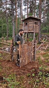 17K views · 263 reactions | Making a fence around the treehouse without power tools ⚒ #bushcraft #survival #building #forest #shelter #foryoupage #reelsfb | Anabel Bray | Facebook