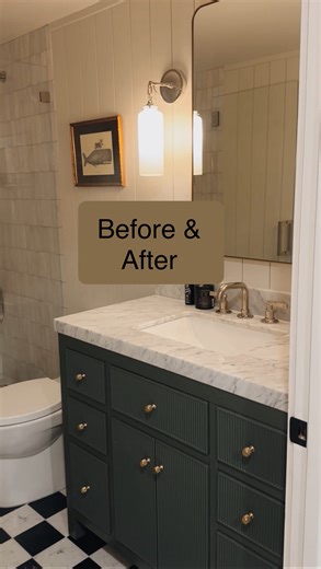 CM Natural Designs on Instagram: "Another great example that even just cosmetic updates can transform a space! The original bathroom felt a little sterile and uninspired, and the remodeled bathroom is a perfect representation of all the charm and character of our client’s cottage taste. #beforeandafter #bathroombeforeandafter #bathroomrefresh #bathroomremodel #cosmeticmakeover #homemakeover #designinspo #designtransformation #smallbathroom #smallspacestyle #timelessdesign #classicbathroom #vinta