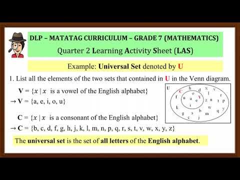 Math 7 Video-Based DLP Quarter 2 LAS 21 👉 Universal Set, Empty Set & Cardinality Made Easy! 🌍➖🔢